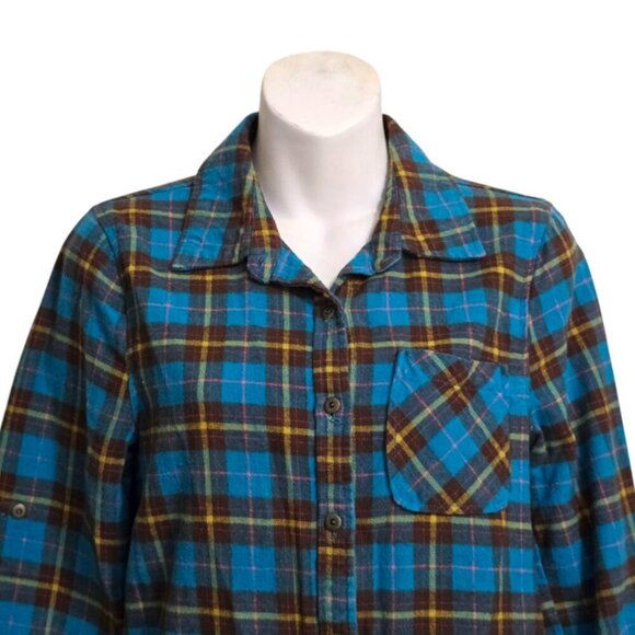 Sundance Plaid Hayden Creek Peplum Flannel Button Down Top Sz S - Picture 2 of 8